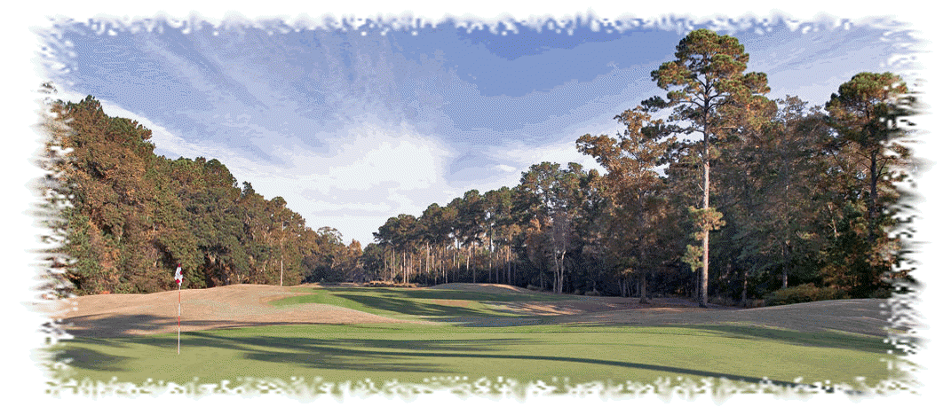 Image: Looking back from green to long straight fairway